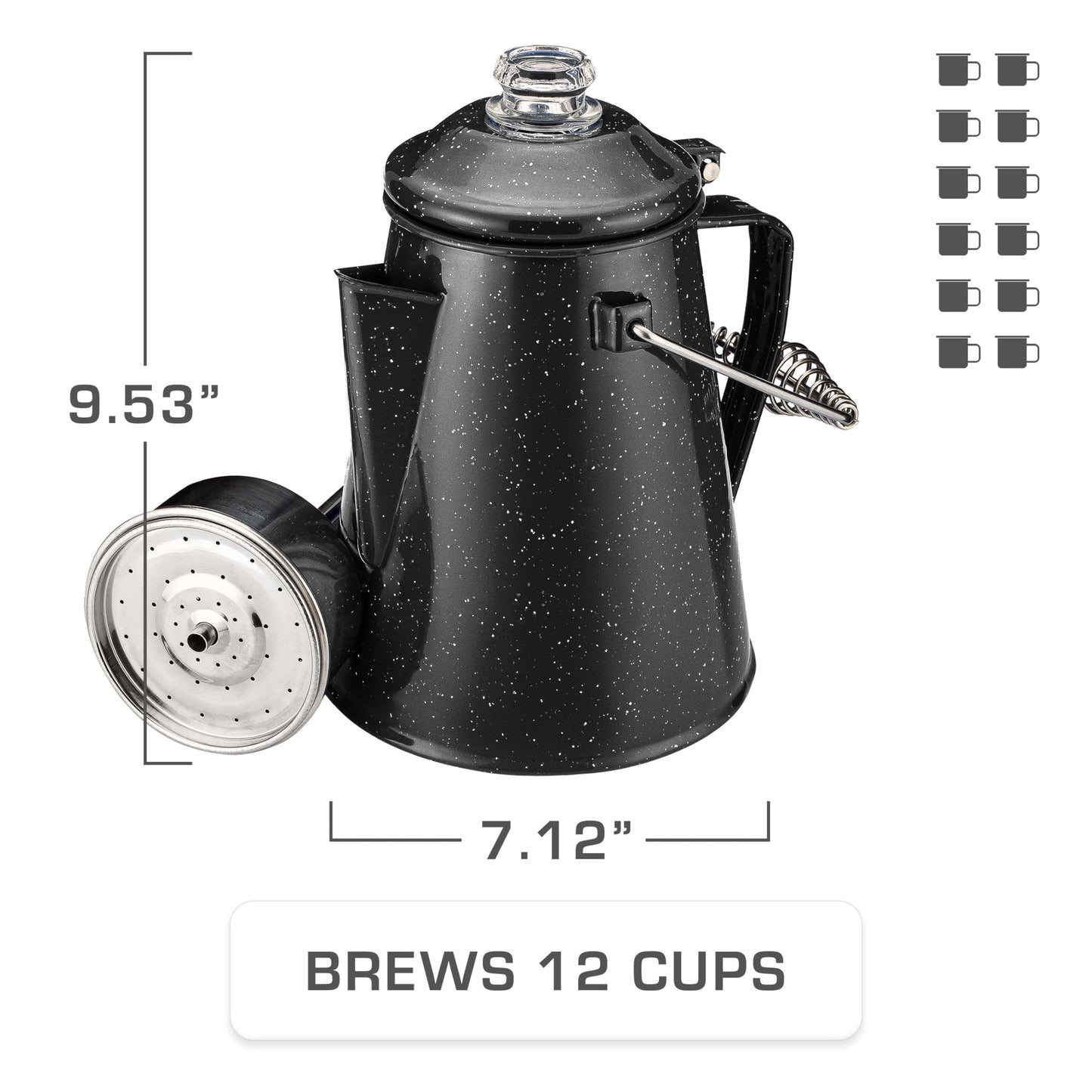 COLETTI Classic Percolator Coffee Pot — Camping Coffee Percolator, Campfire Coffee Pot – Camping Percolator for Groups — Brew for the Whole Campsite (Green, 12 Cup)