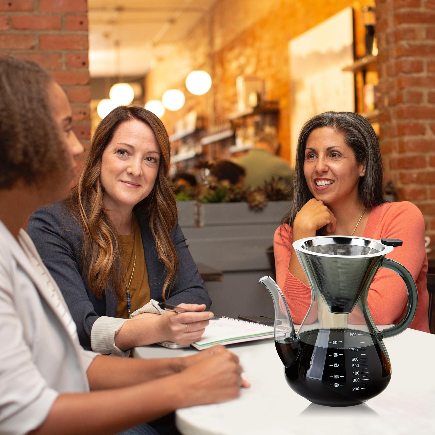 Unbreakable - Pour Over Coffee Maker with Double Stainless Filter 34 fl oz, Thickened Heat-Resistant Borosilicate Glass Pour Over Coffee Dripper, Stovetop Safe