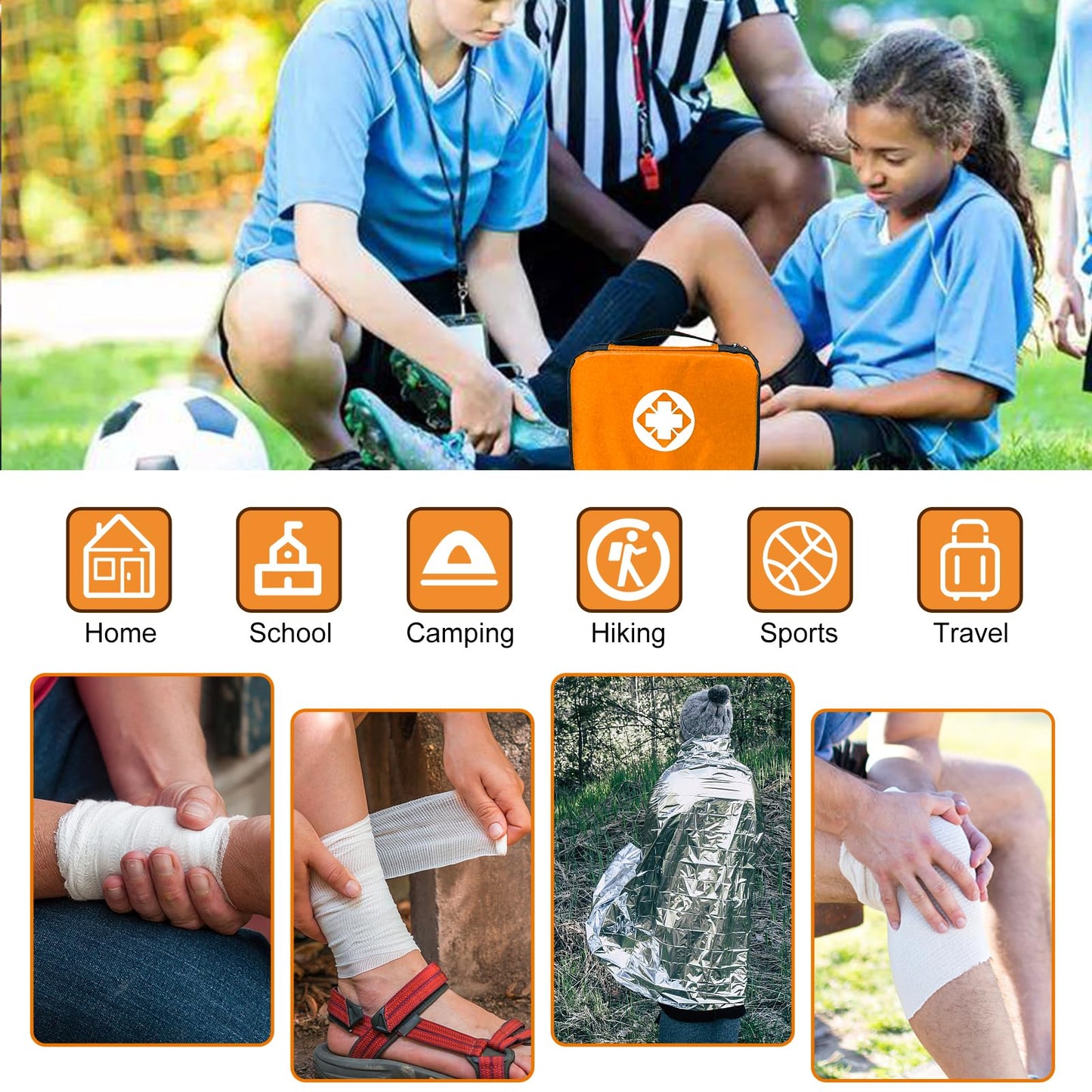 Travel-First Aid-Kit Car-Home 300PCS Survival-Kit Outdoor-Adventure - Small Portable Red Emergency Essential Sets Office Hiking Camping Business Public Must Have First Aid Gear Equipment 1st Aid