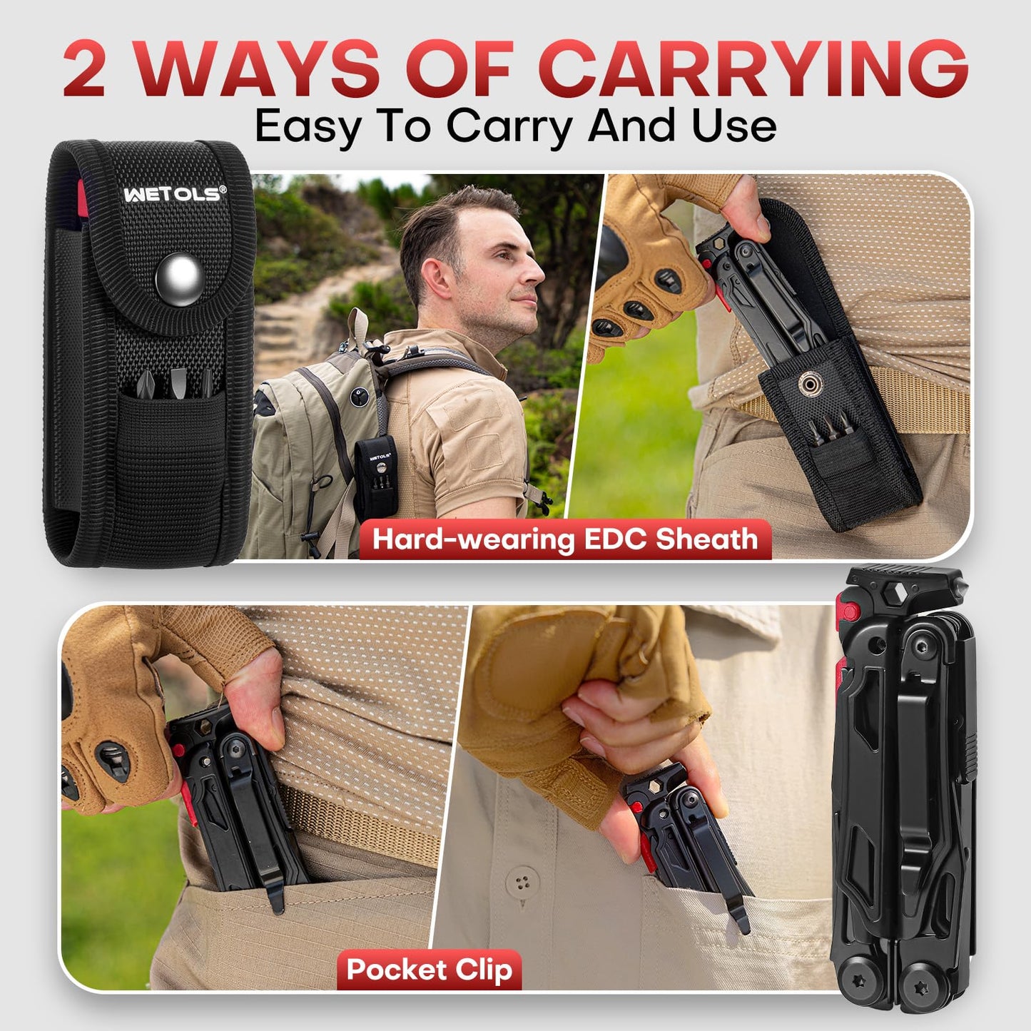 WETOLS Multitool with Pocket Knife, Birthday Gifts for Men Women Mom Dad, 21-in-1 Stainless Steel Pliers with Screwdrivers, Self-locking multitools with EDC Sheath, Ideal for Home, Camping, Survival