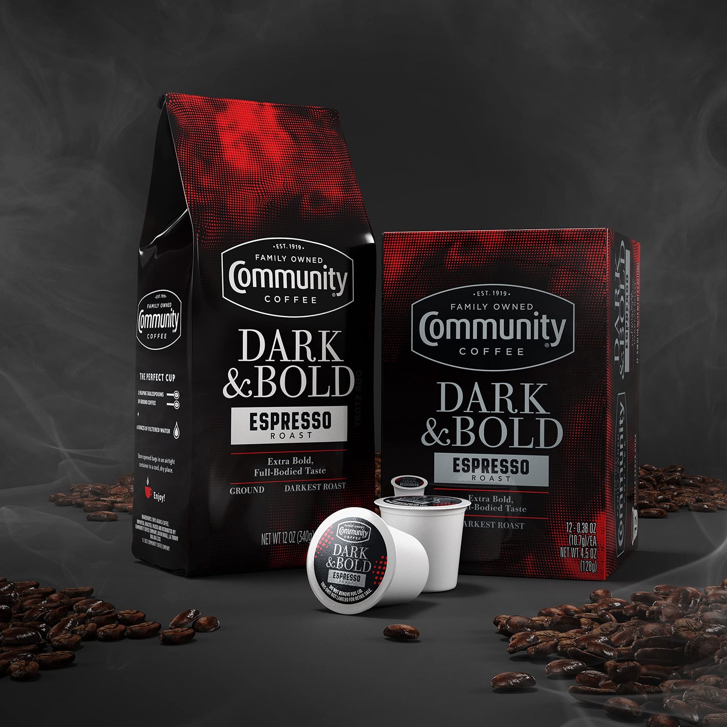 Community Coffee Dark & Bold Intense Blend 72 Ounces, Dark Roast Ground Coffee, 12 Ounce Bag (Pack of 6)