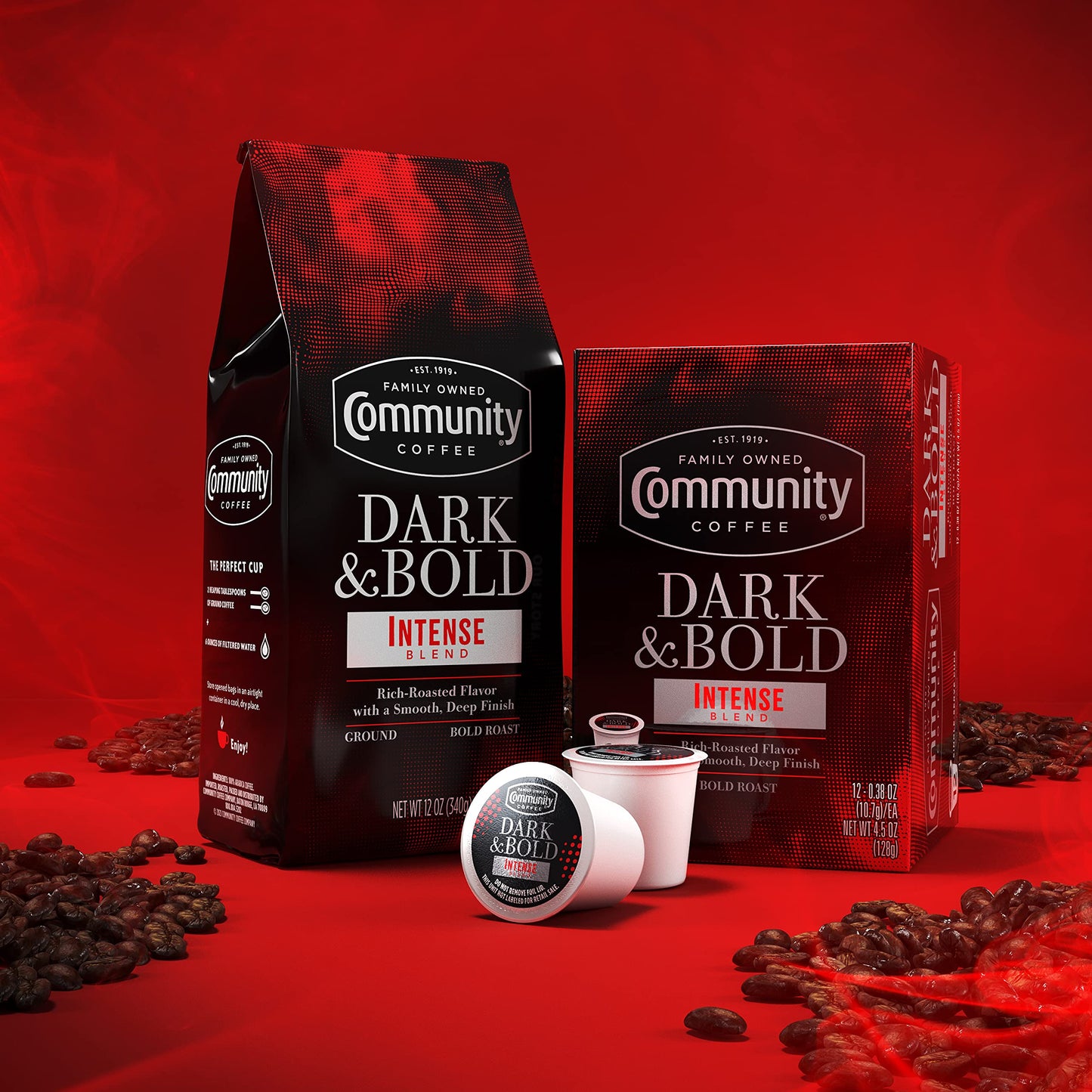 Community Coffee Dark & Bold Intense Blend 72 Ounces, Dark Roast Ground Coffee, 12 Ounce Bag (Pack of 6)