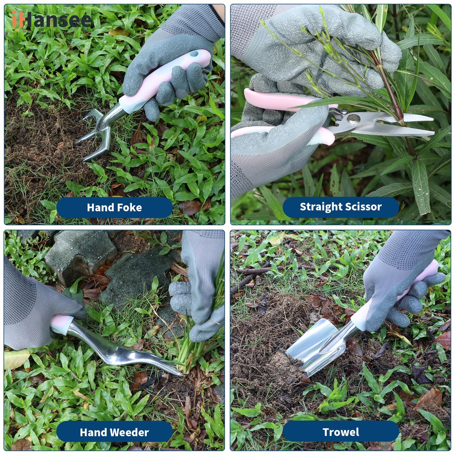 Brown Gardening Tools Set 12-Piece, Heavy Duty Garden Hand Tool Kit with Non-Slip Ergonomic Handle, Storage Tote Bag, Garden Apron, Gloves and Kneeling Pad, Gardening Gifts for Women Men Plant Lover