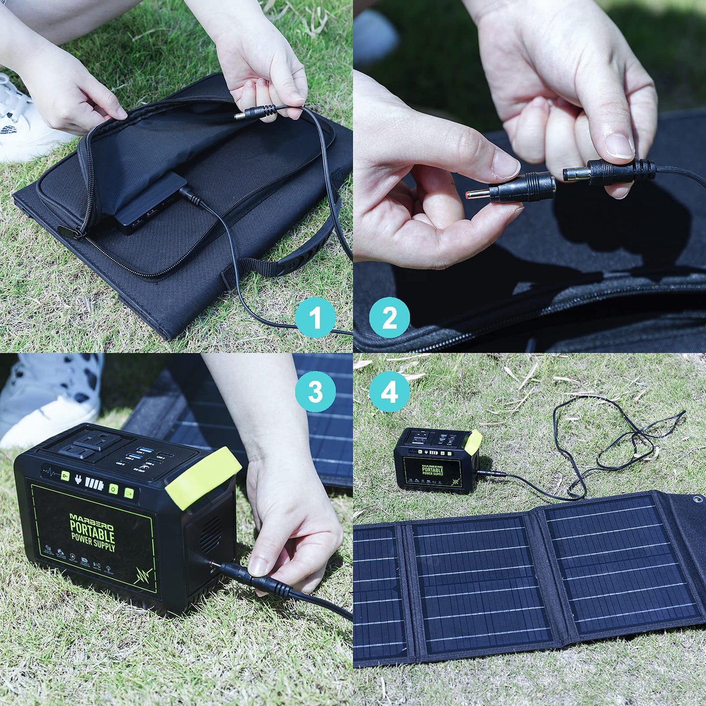MARBERO 60W Portable Solar Panel 60 Watt Foldable Solar Panel for Solar Generators IP65 Waterproof 23% High Efficiency USB Port & DC Output(10 Changeable Adapters) for Outdoor Camping Travel Cloudy