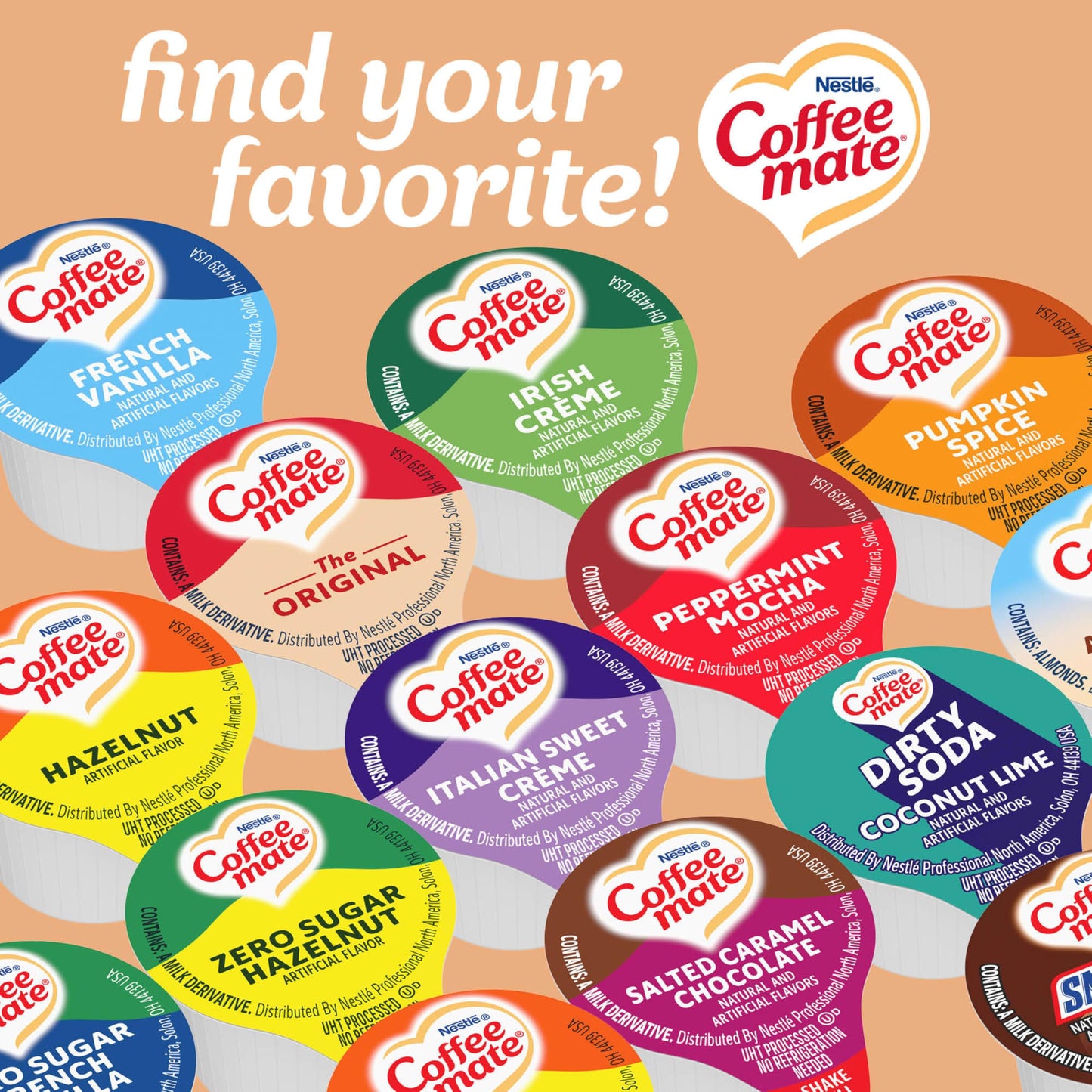 Nestle Coffee mate Coffee Creamer, French Vanilla, Liquid Creamer Singles, Non Dairy, No Refrigeration, 0.375 fl oz Tubs (Pack of 180)