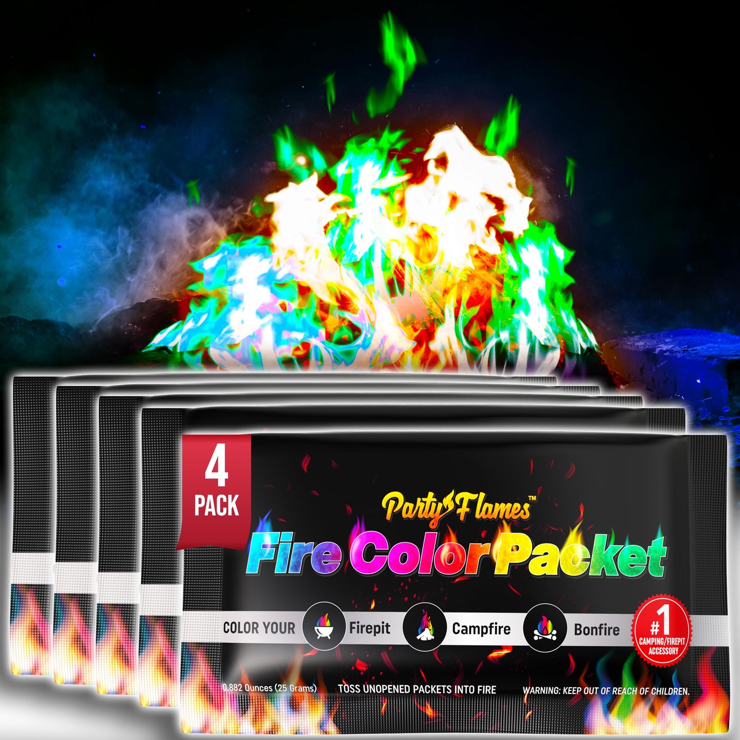 Fire Color Changing Packets Fire Pit (10 Pack) - Perfect for Any Campfire, Bonfire & Outdoor Fireplaces - Perfect Magic Cosmic Mystical Campfire Accessories - Camping Games