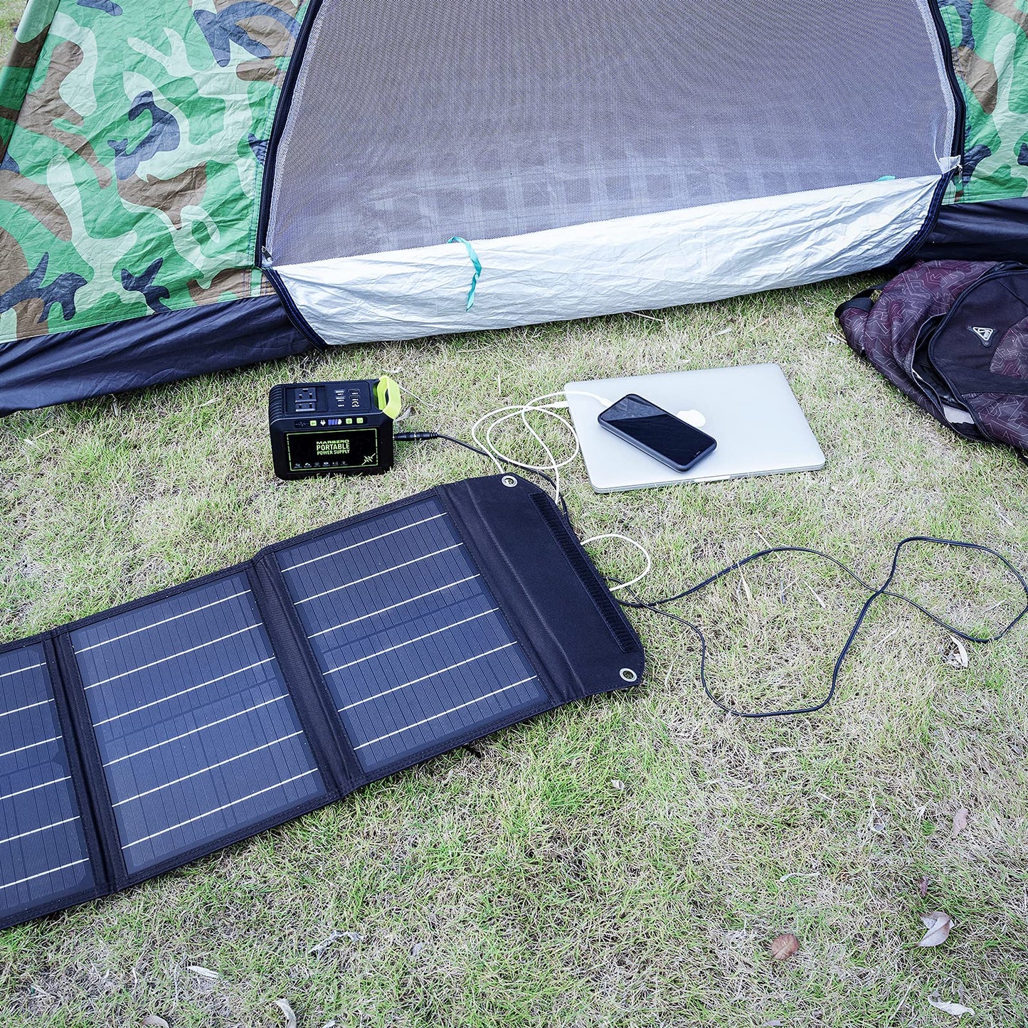 MARBERO 60W Portable Solar Panel 60 Watt Foldable Solar Panel for Solar Generators IP65 Waterproof 23% High Efficiency USB Port & DC Output(10 Changeable Adapters) for Outdoor Camping Travel Cloudy